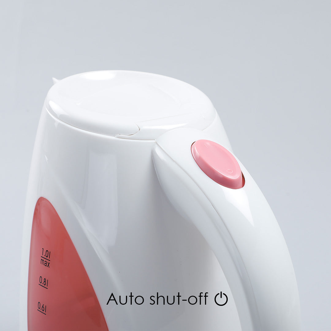 Acura Plus Automatic Electric Kettle, 1 Litre, Removable and Washable Filter, Water-level indicator, 850W, White