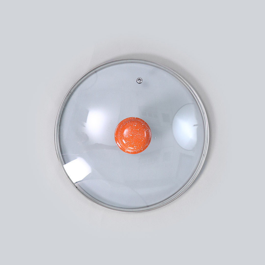 Orange Lid 24cm with elegant marble-coated knob