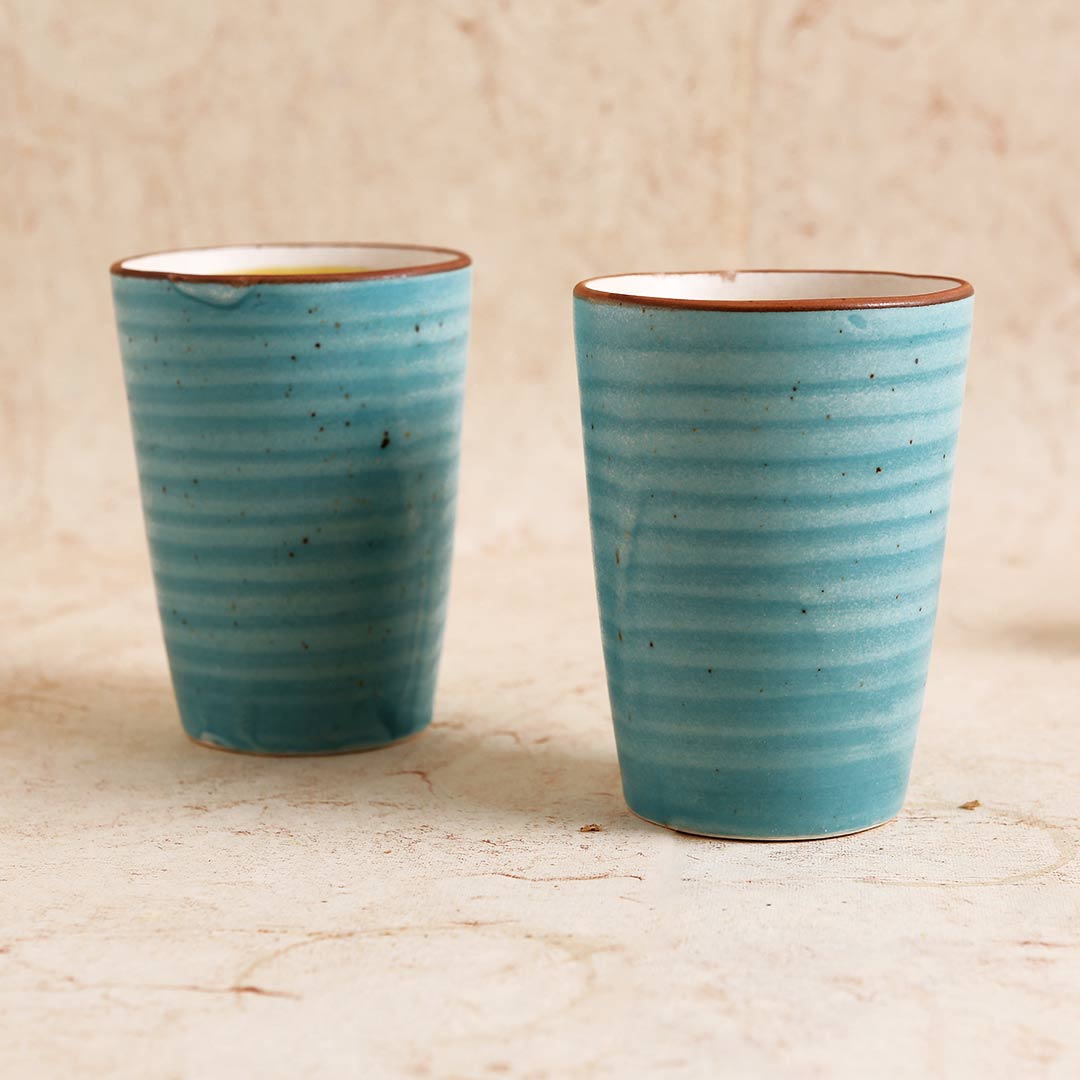 Teramo Stoneware Lassi Tumbler - Blue (Set of 2)