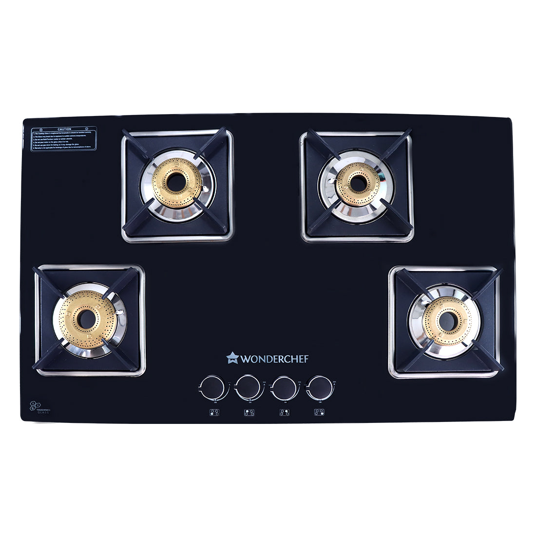 Octavia Auto 4 Burner, Ergonomic knobs, 8 mm thick toughened glass, 2 Years warranty