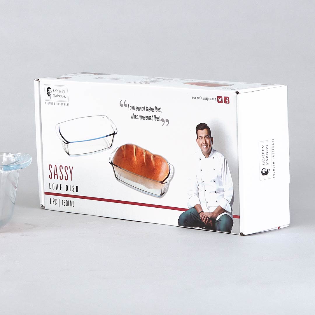 Sassy Glass Baking Loaf Dish, Microwave safe - 1800ml