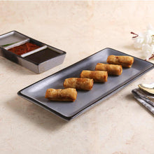 Load image into Gallery viewer, Teramo Stoneware Rectangular Platter 12&quot; x 6&quot;  Grey and 3 Portion Large Tray Grey