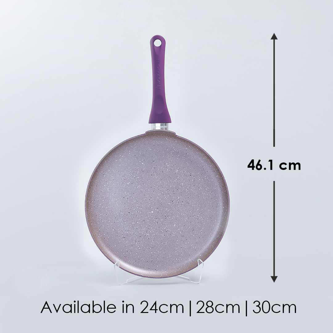 Royal Velvet Non-stick Dosa Tawa, Induction Bottom, Soft-touch Handle, Virgin Grade Aluminium, PFOA/Heavy metals free, 3mm,  2 years Warranty, Purple