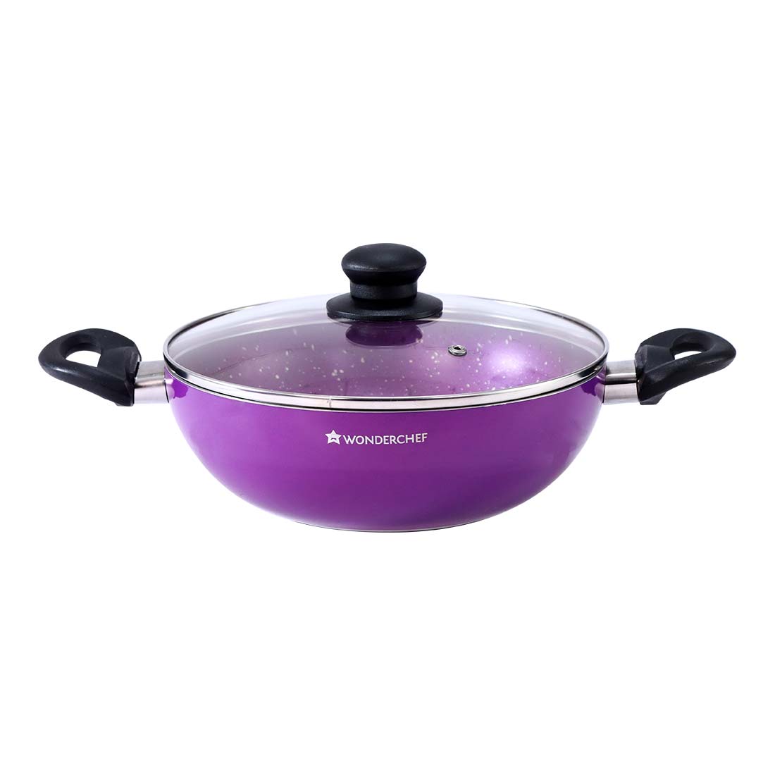 Ruby Set Purple 24 cm, Non- Stick, Meta Tuff, Wok, Fry Pan, Dosa Tawa, Pure grade Aluminum