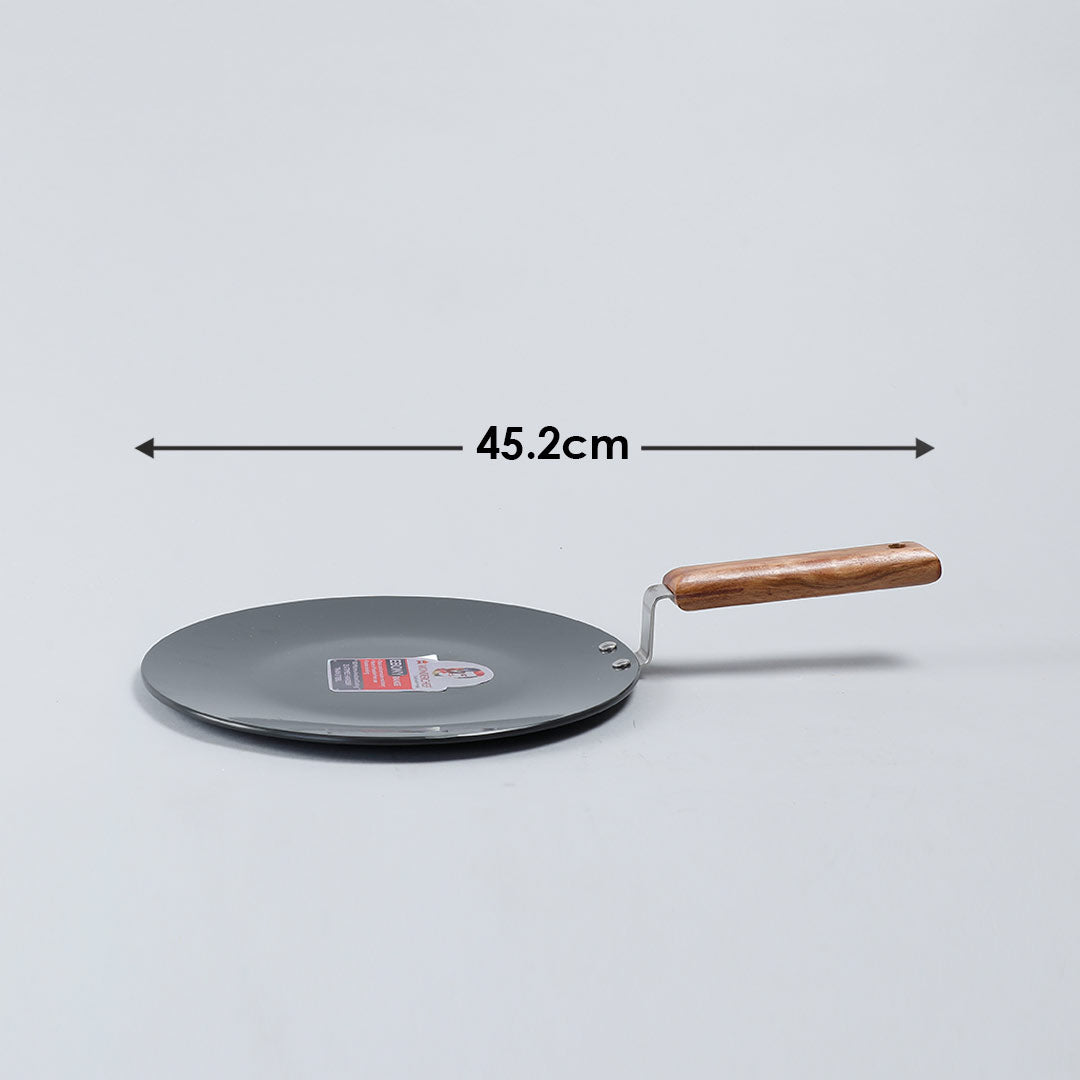 Ebony Roti Tawa, Induction Bottom, Wooden Handle, Hard Anodized Aluminium- 28cm, 4.06mm, 5 Years Warranty, Black