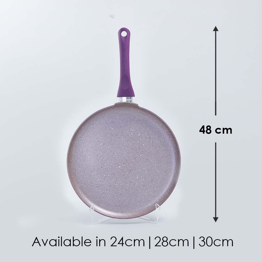 Royal Velvet Non-stick Dosa Tawa, Induction Bottom, Soft-touch Handle, Virgin Grade Aluminium, PFOA/Heavy metals free, 3mm,  2 years Warranty, Purple