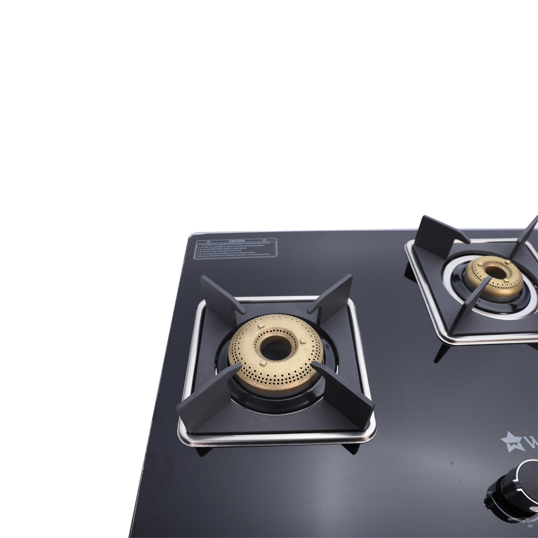 Octavia 3 Burner Glass Hob Top Cooktop, Black 8mm Toughened Glass with 2 Years Warranty, Ergonomic Knobs, Forged Brass Burners, Stainless Steel Drip Tray, Manual ignition