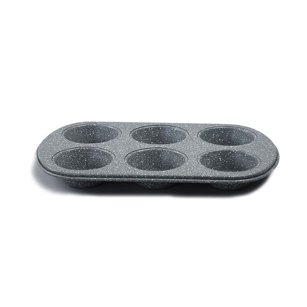 Ambrosia 6 Cup Metal Round Muffin Pan, Cupcake Tray, Baking Mould Tray, Non-Stick Bakeware Reusable Tray Pan