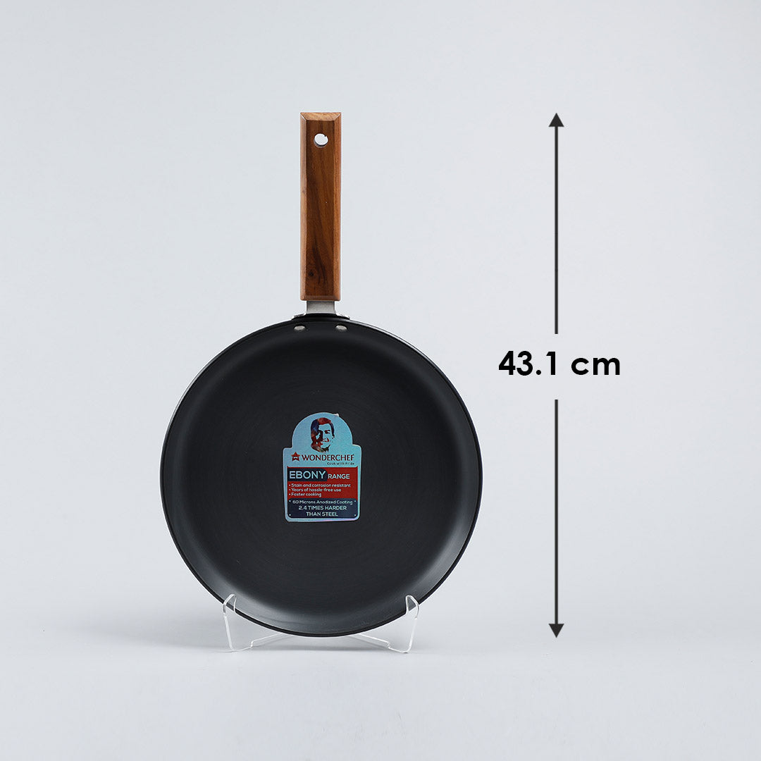 Ebony Dosa Tawa, Induction Bottom, Wooden Handle, Hard Anodized Aluminium- 26.5cm, 4.88mm, 5 Years Warranty, Black