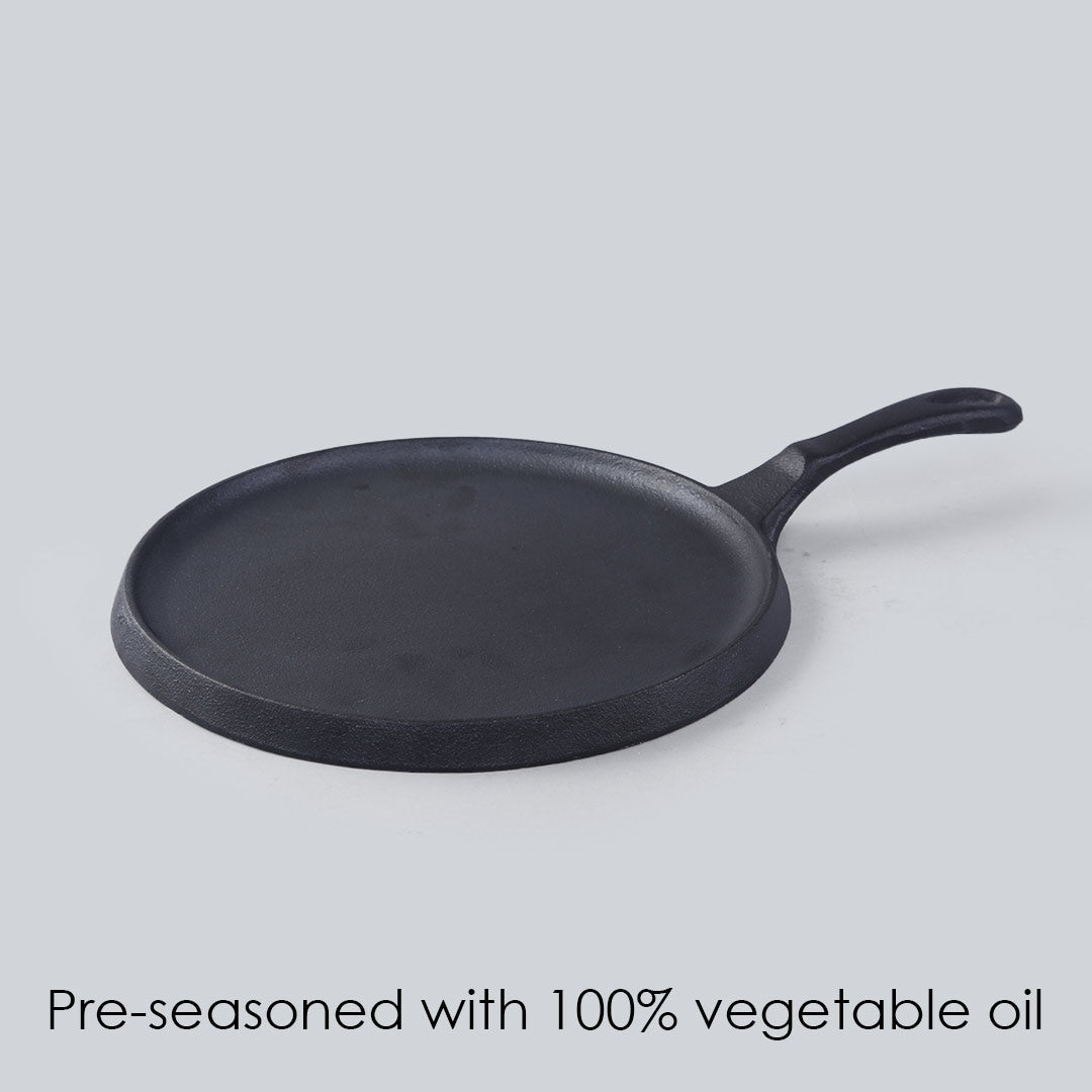 Forza Cast-iron Dosa Tawa, Pre-Seasoned Cookware, Induction Friendly, 25cm, 3.8mm