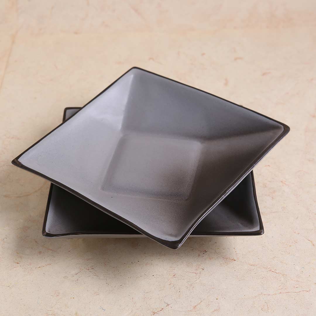 Teramo Stoneware Square Platter 8" x 8" - Grey