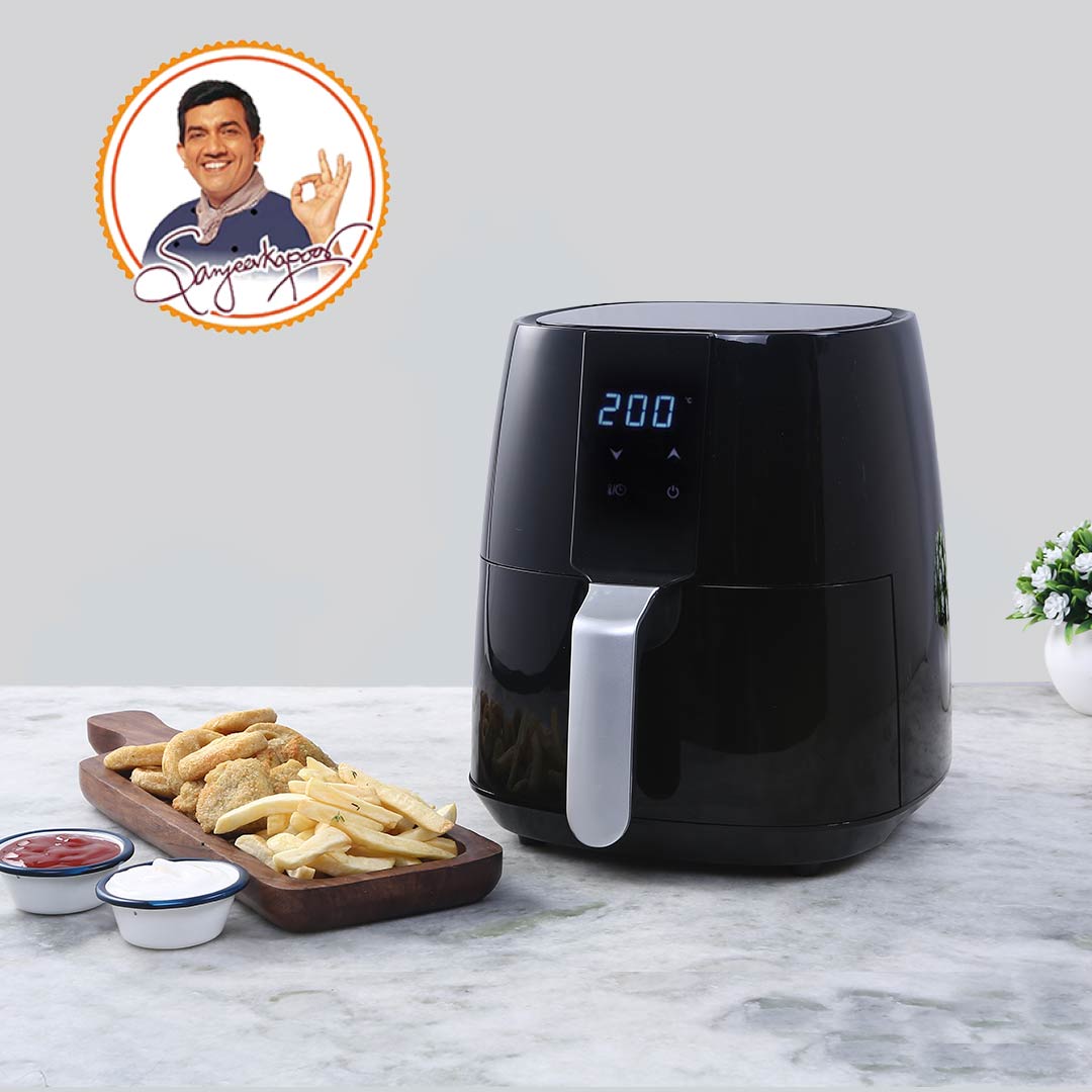 Prato Air Fryer, Digital, 3.8 Litres Non-Stick Frying Basket, Auto shut-off, Digital Touch Screen Timer And Temperature Control, 2 Years Warranty, 1450W, Black, Non - Stick