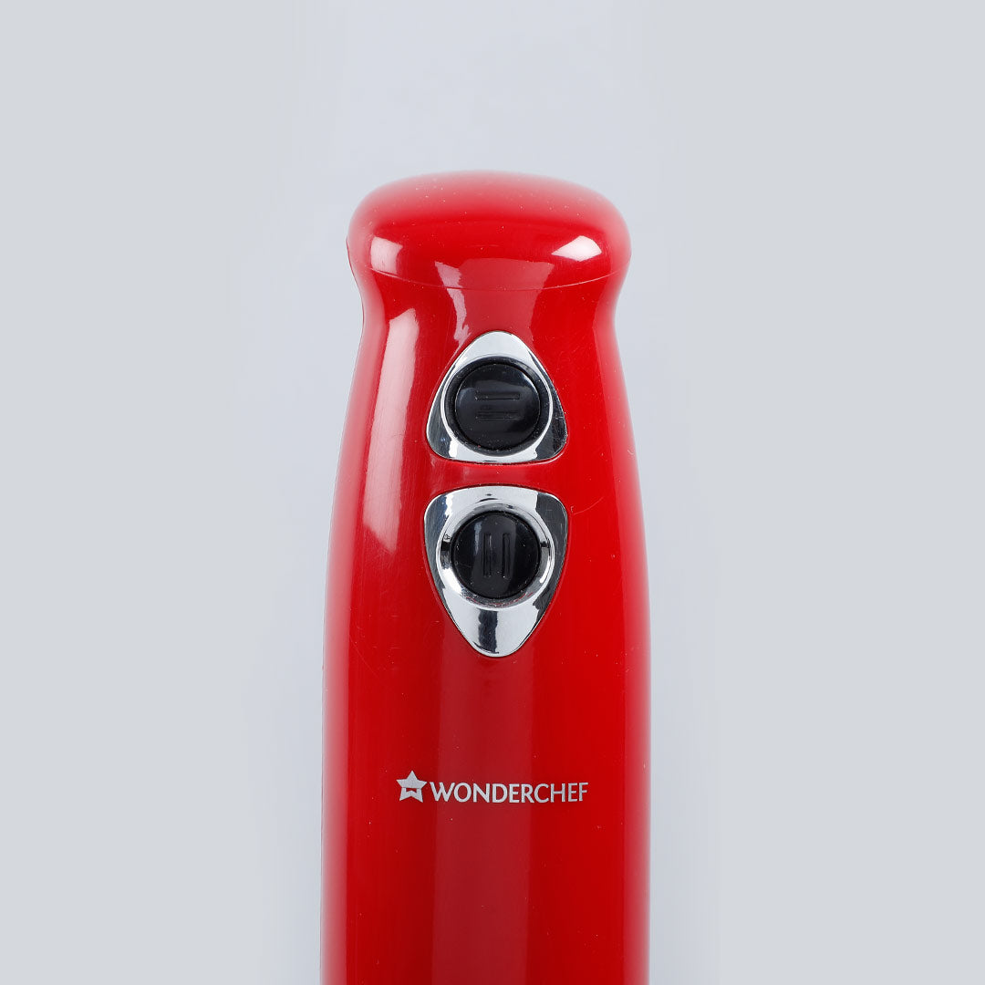 Hand Blender Crimson Edge, Thin Body, Low Noise Operation, Sharp Stainless Steel Blades, Detachable Shaft, 2 Years Warranty, 400W, Red