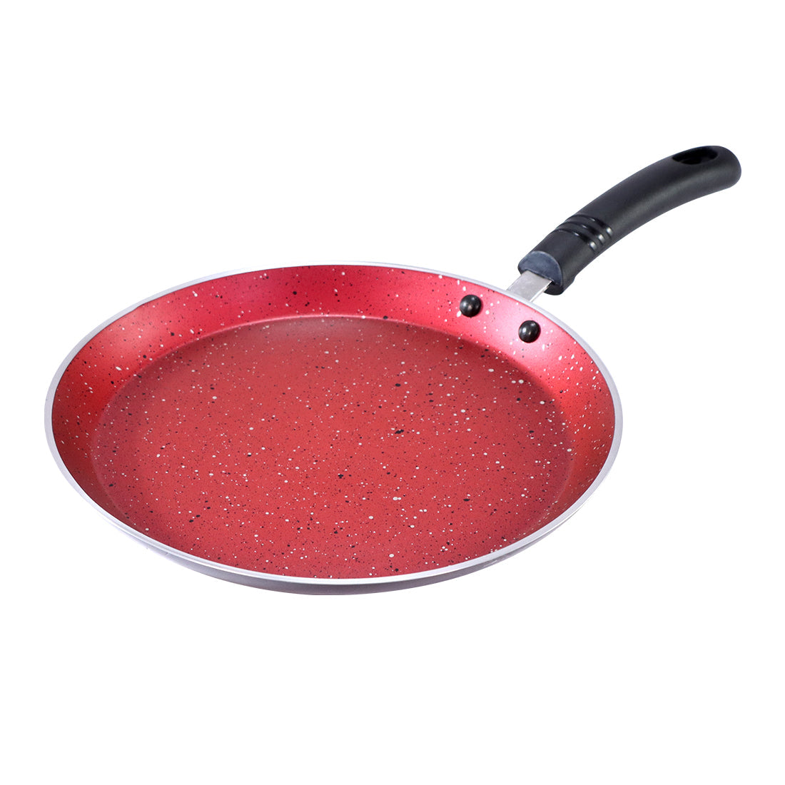 Ruby Set Red 24 cm, Wok. Fry-Pan, Dosa Tawa, Non-Stick - Meta Tuff, Glass Lid with Steam vent