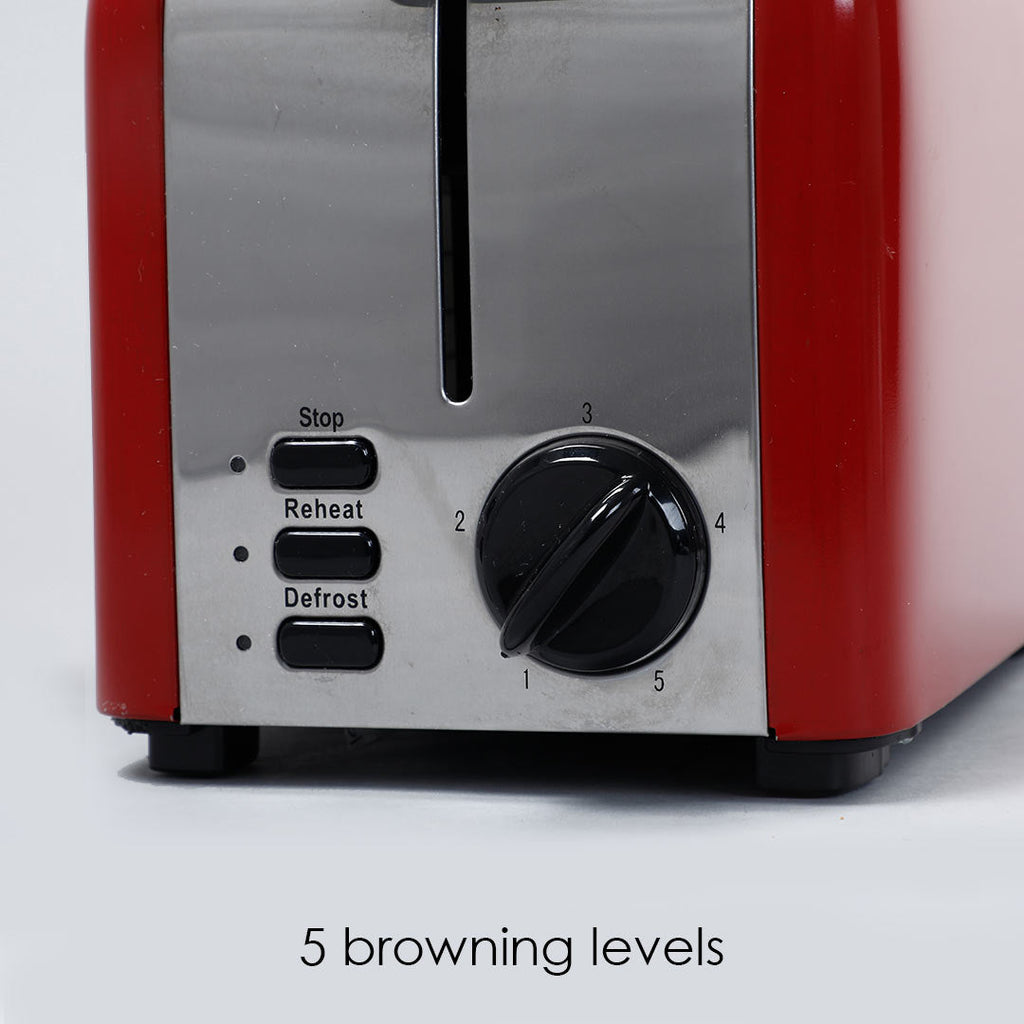 Pop Up 2 Slice Toaster Crimson Edge, 850W, 5 Browning Controls, Removable Crumb Tray, 2 Years Warranty, Red