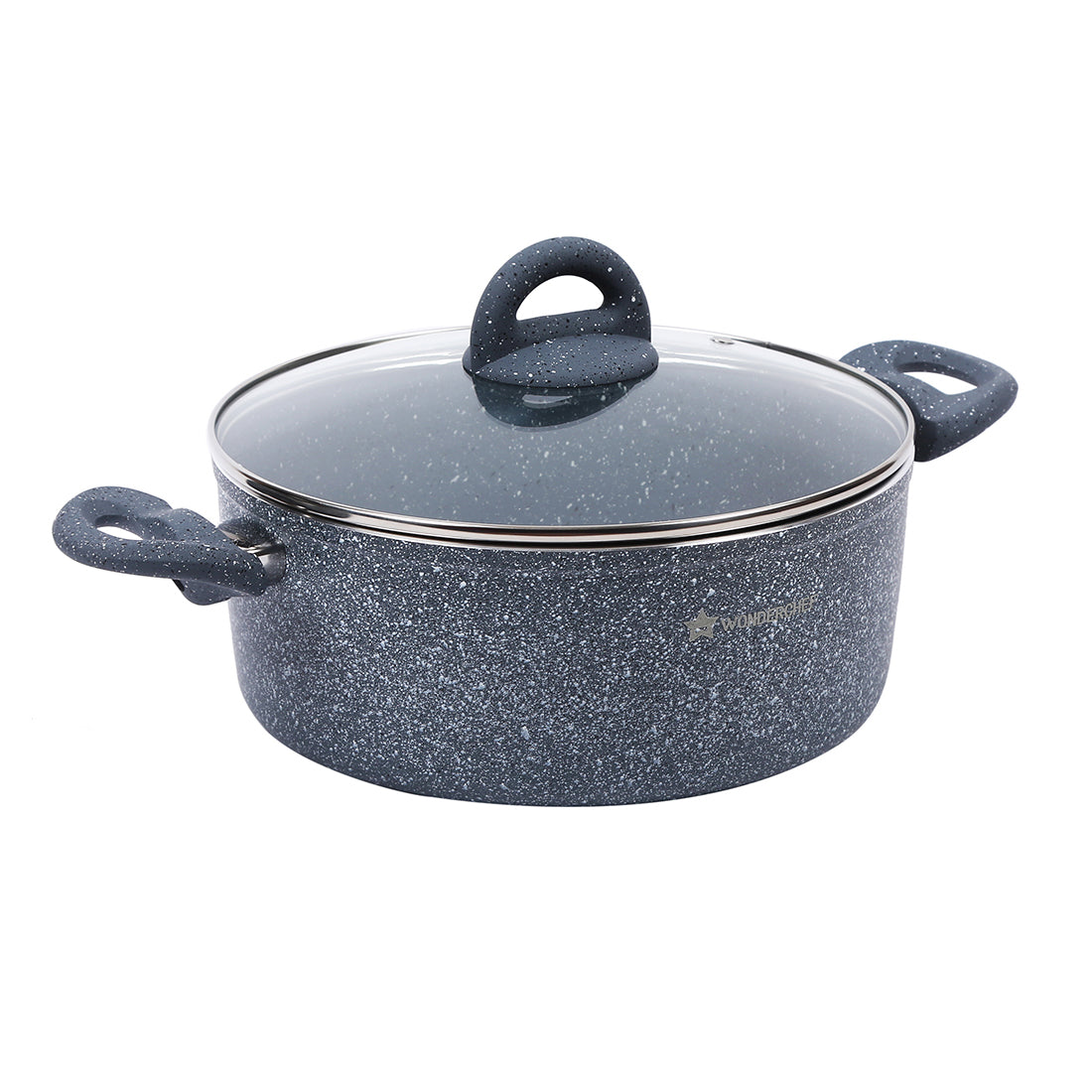 Granite Non-stick Casserole with Lid, Induction Bottom, Soft-Touch Handle, Virgin Grade Aluminium, PFOA/Heavy Metals Free, 28cm, 3.5mm, 2 Years Warranty