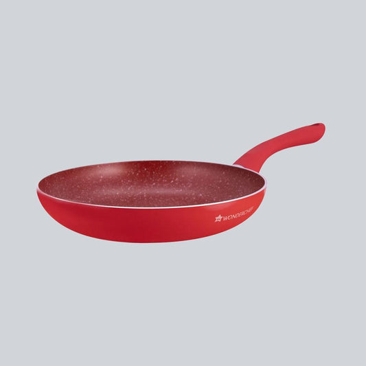 Royal Velvet Non-stick Fry Pan, Induction Bottom, Soft-Touch Handle, Pure Grade Aluminium, PFOA/Heavy Metals Free- 24cm, 1.8L, 3mm, Red