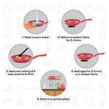 Load image into Gallery viewer, Royal Velvet Non-stick Fry Pan, Induction Bottom, Soft-Touch Handle, Pure Grade Aluminium, PFOA/Heavy Metals Free- 24cm, 1.8L, 3mm, Red