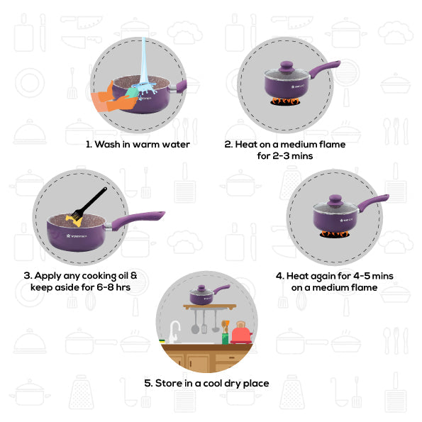 Royal Velvet Non-stick Sauce Pan with Lid, Induction bottom, Soft-touch handle, Virgin grade aluminium, PFOA/Heavy metals free, 3 mm, 2 years warranty, Purple