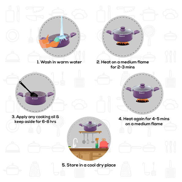 Royal Velvet Non-stick Casserole with Lid, Induction Bottom, Soft Touch Handle, Pure Grade Aluminium, PFOA/Heavy Metals Free- 3mm, 2 Years Warranty, Purple