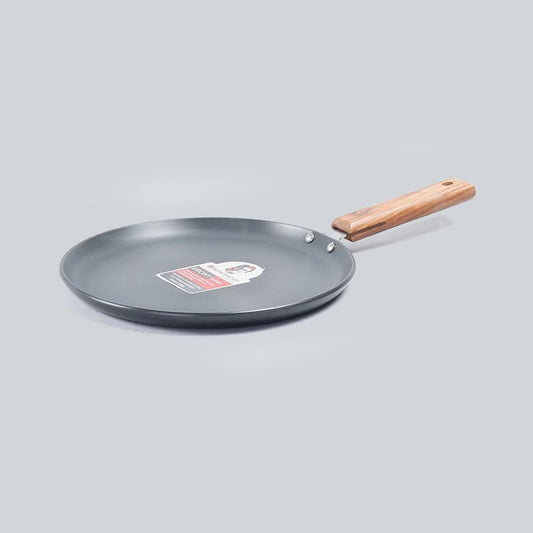 Ebony Dosa Tawa, Induction Bottom, Wooden Handle, Hard Anodized Aluminium- 26.5cm, 4.88mm, 5 Years Warranty, Black