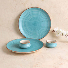 Load image into Gallery viewer, Teramo Stoneware 10&quot; plate Blue (Set of 2) and Vati 8cm x 4 cm ht Blue (Set of 2)