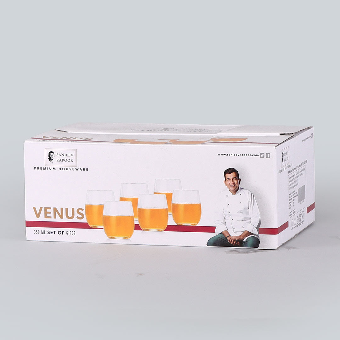 Venus Whisky Glass 350ml - Set Of 6 Pcs By Wonderchef