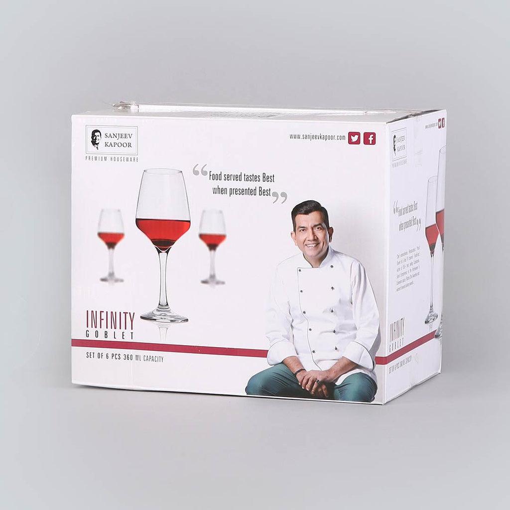 Infinity Goblet Wine Glass 360ml - Set Of 6 Pcs