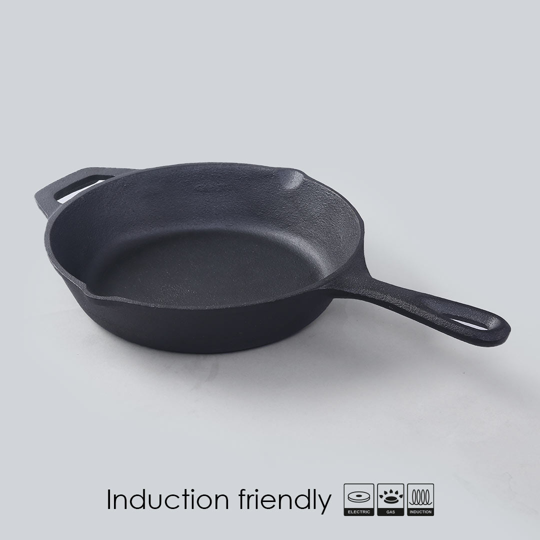 Forza Cast-iron Fry Pan, Pre-Seasoned Cookware, Induction Friendly, 24cm, 3.8mm