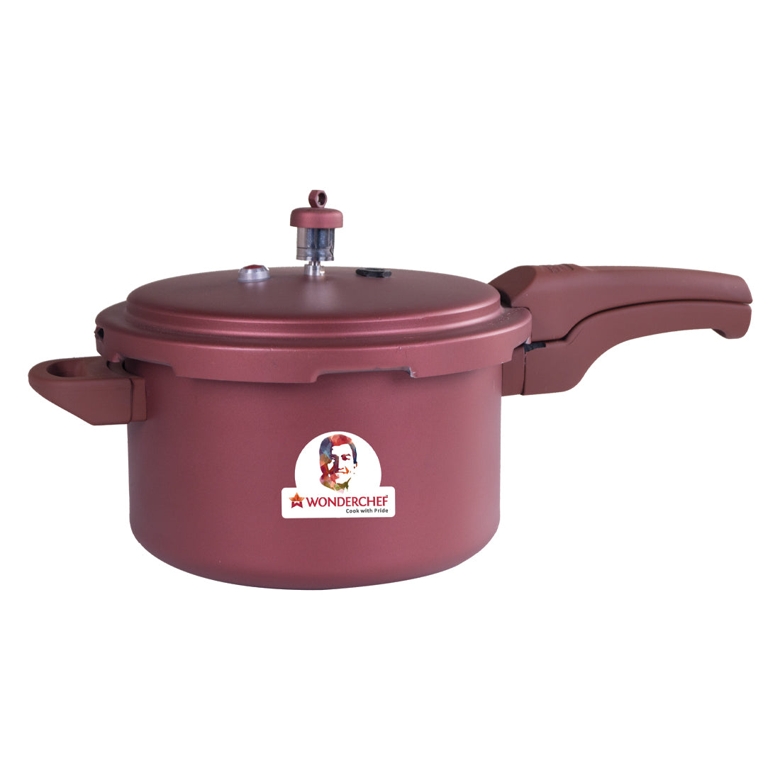 HealthGuard Induction Base Aluminium Nonstick Pressure Cooker with Outer Lid, 5L, Maroon