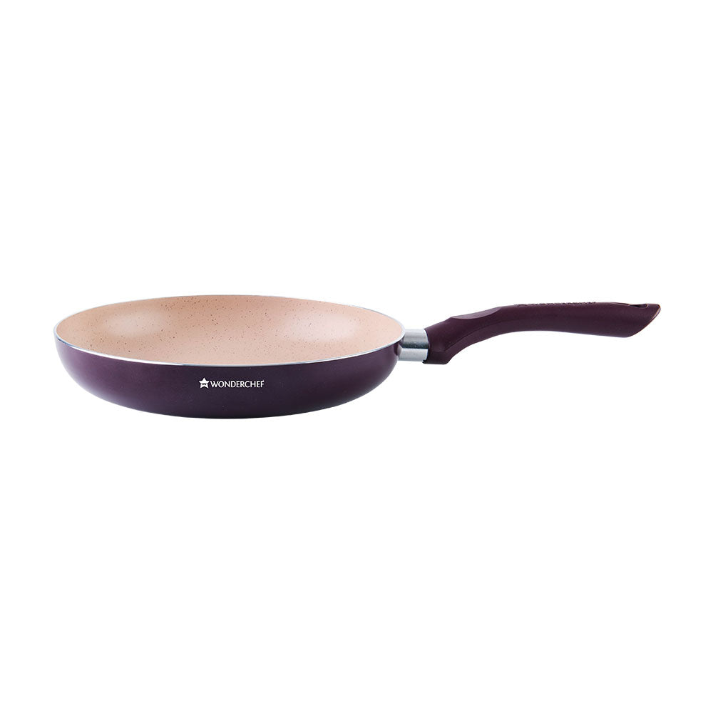 New Milano Set Burgundy 24 cm, Wok, Fry Pan, Dosa Tawa, Meta Tuff - non - stick coating, Pure grade Aluminum,