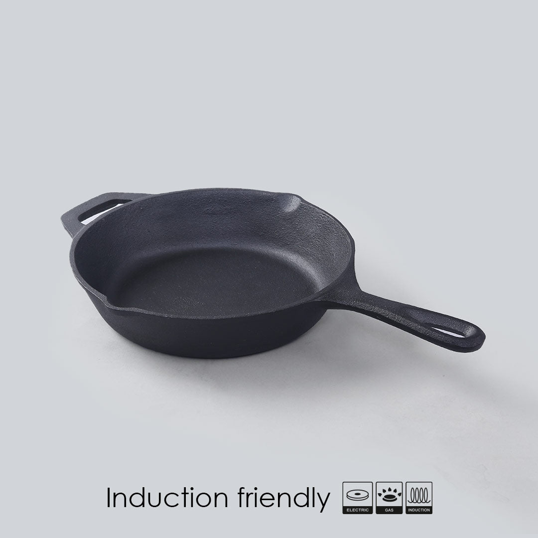 Forza Cast-Iron Fry Pan, Pre-Seasoned Cookware, Induction Friendly, 20cm, 3.8mm