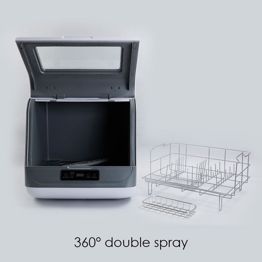 CounterTop Dishwasher, 1250W, 72°C High Temperature Sterilization, 360°Double Spray, Effective Drying System, Portable, 9L