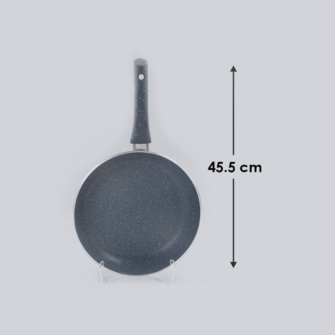 Granite Non-stick Fry Pan, Induction Bottom, Soft Touch Handle, Virgin Grade Aluminium, PFOA/Heavy Metals Free, 3.5mm, 2 years warranty, Grey