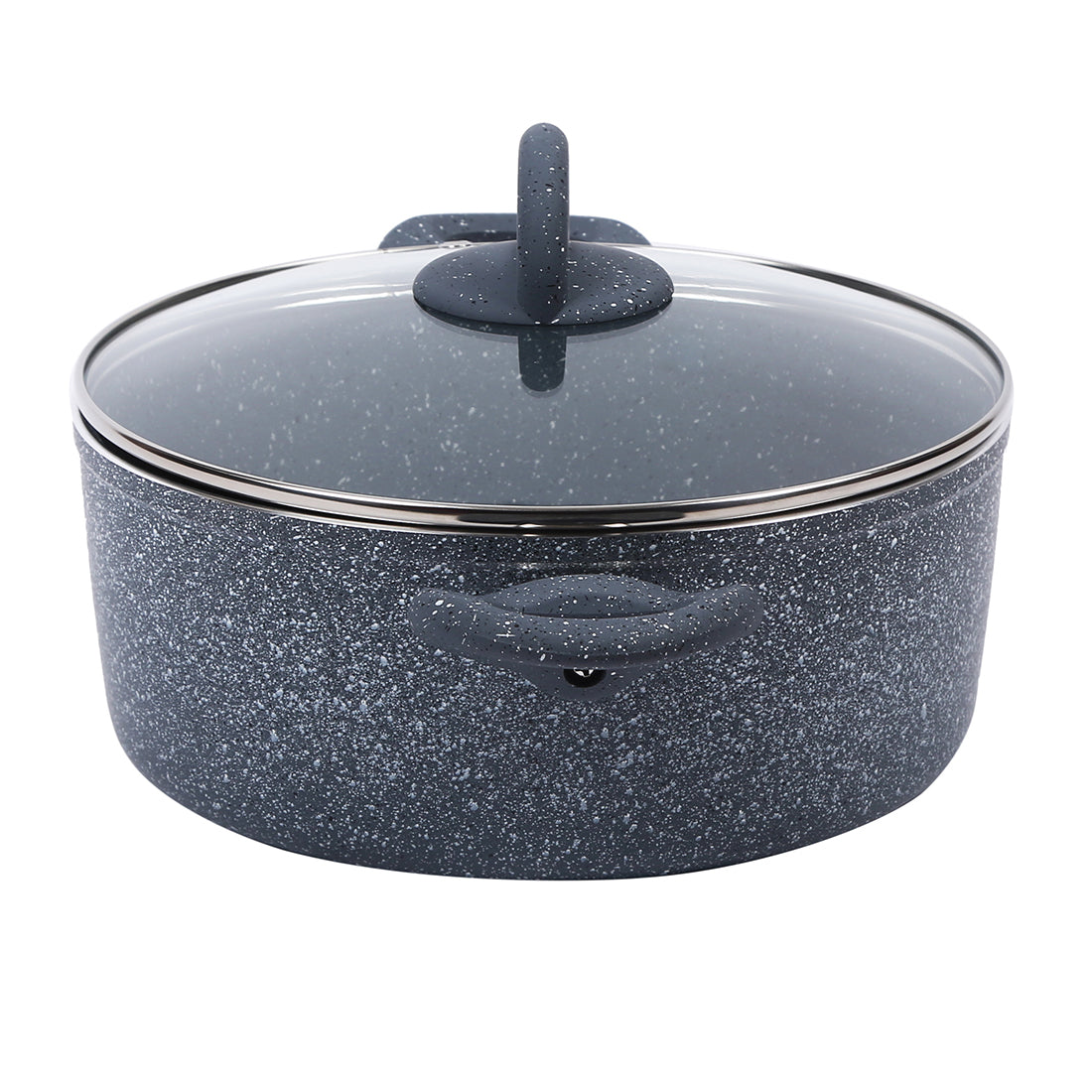 Granite Non-stick Casserole with Lid, Induction Bottom, Soft-Touch Handle, Virgin Grade Aluminium, PFOA/Heavy Metals Free, 28cm, 3.5mm, 2 Years Warranty