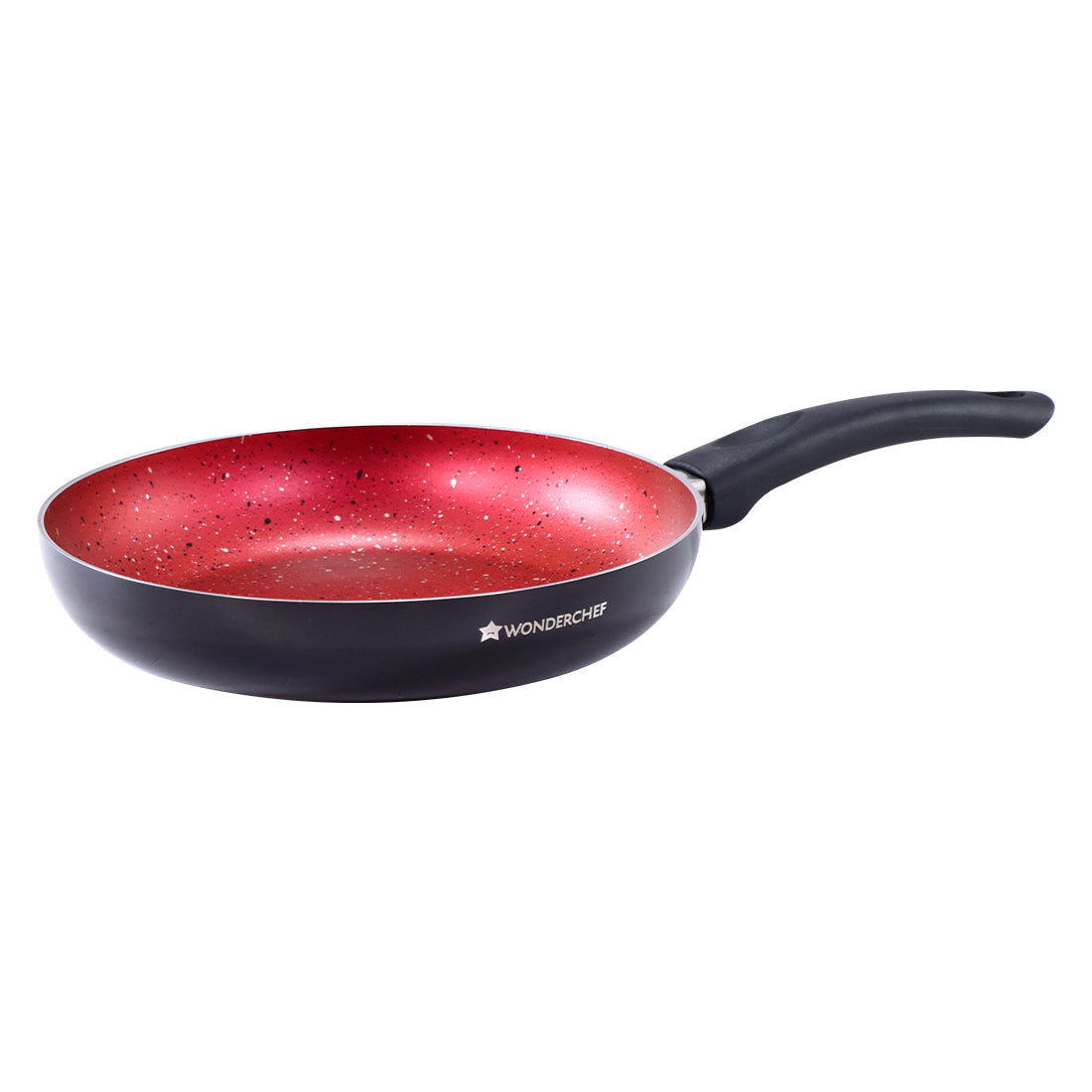 Ruby Set Red 24 cm, Wok. Fry-Pan, Dosa Tawa, Non-Stick - Meta Tuff, Glass Lid with Steam vent