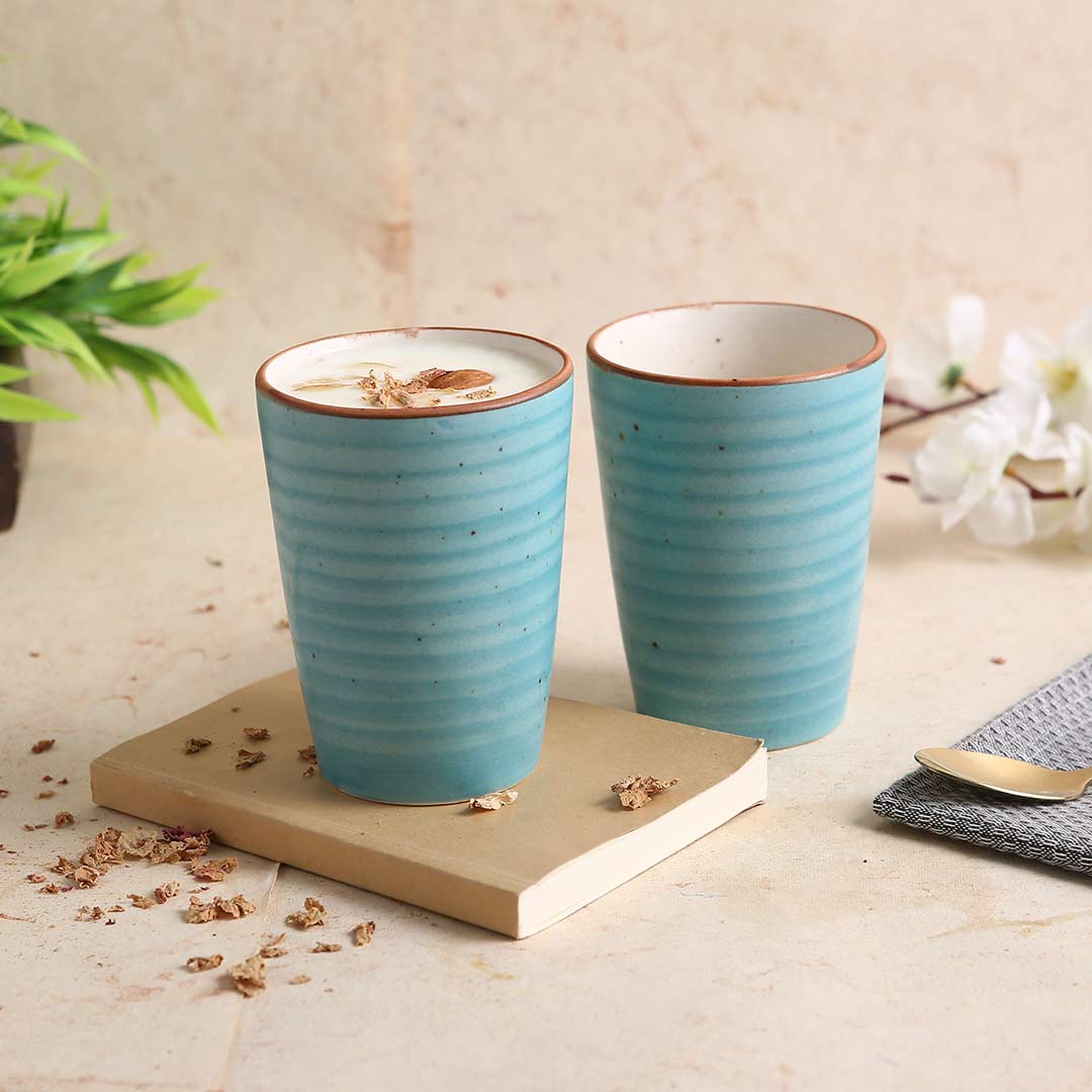 Teramo Stoneware Lassi Tumbler - Blue (Set of 2)