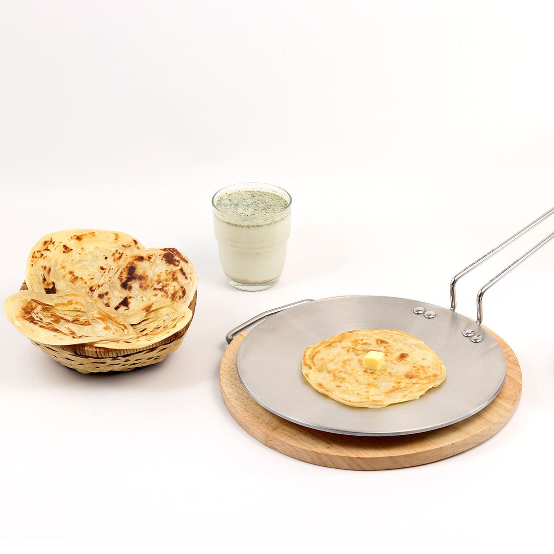 Ruby Triply Concave Stainless Steel Roti Tawa, Compatible on Induction, 26cm, 4mm, 10 years Warranty