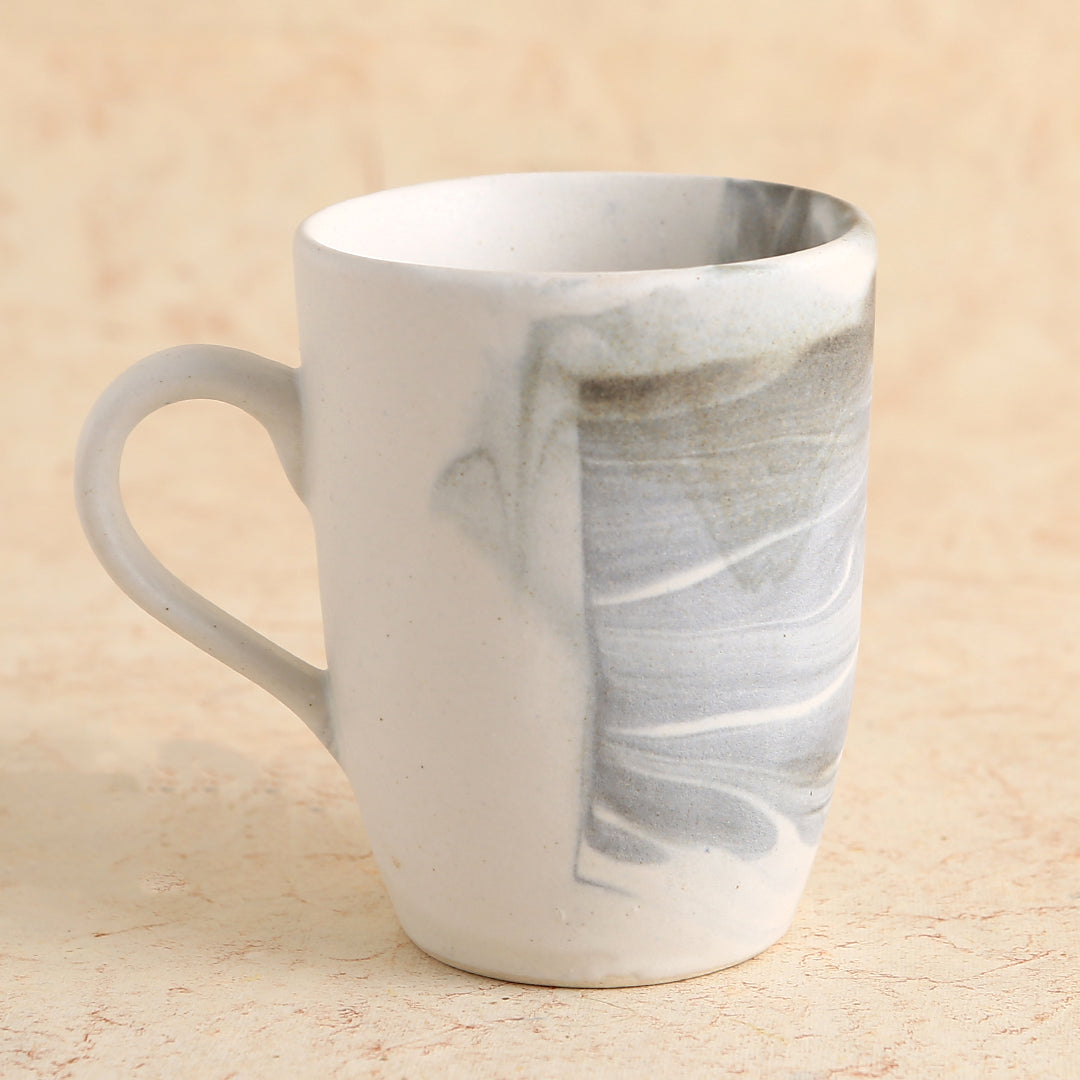 Teramo Stoneware Large Coffee Mug - Marble White (Set of 2)