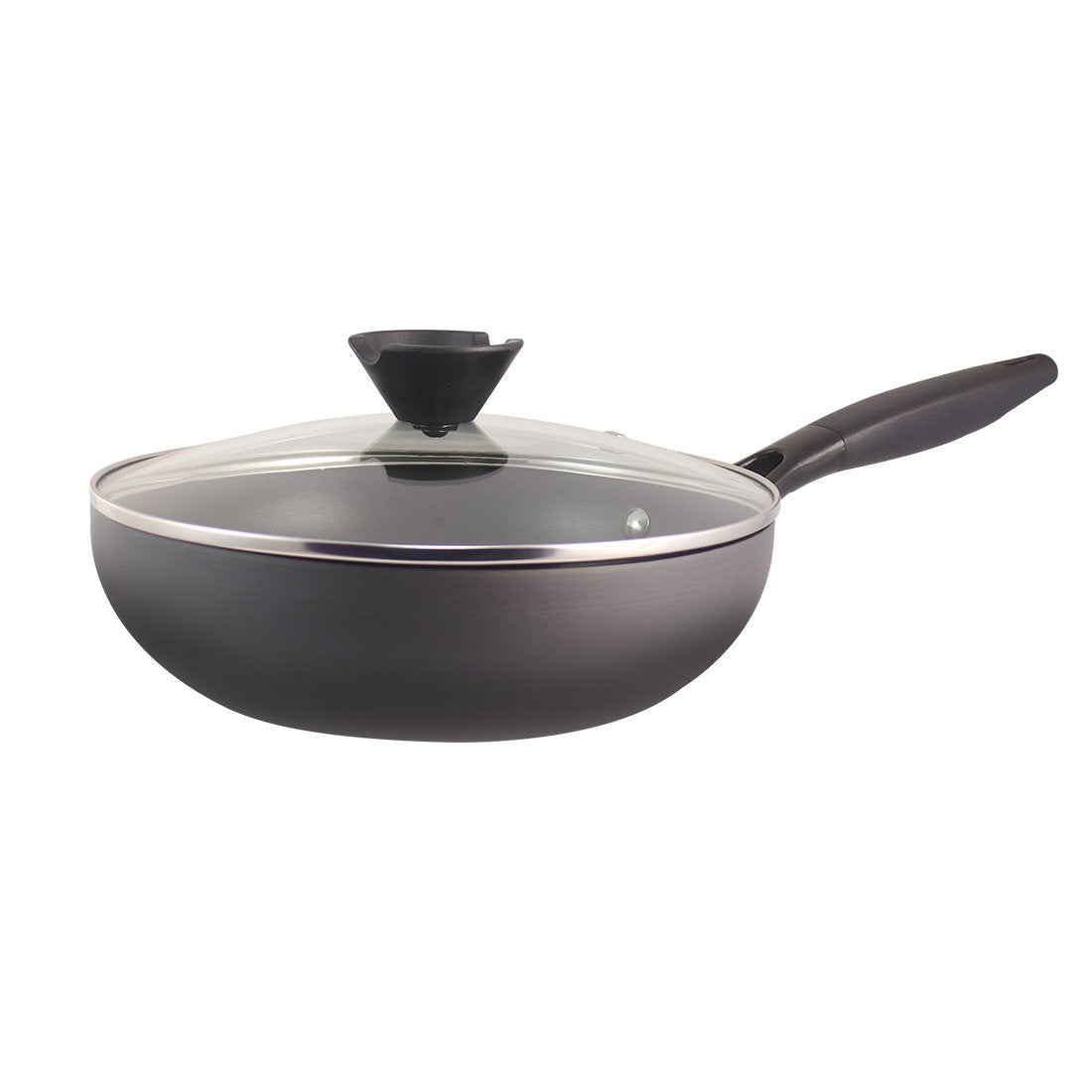 Luxor Aluminium Nonstick Wok - 24cm, 2.5L, 3mm, Black