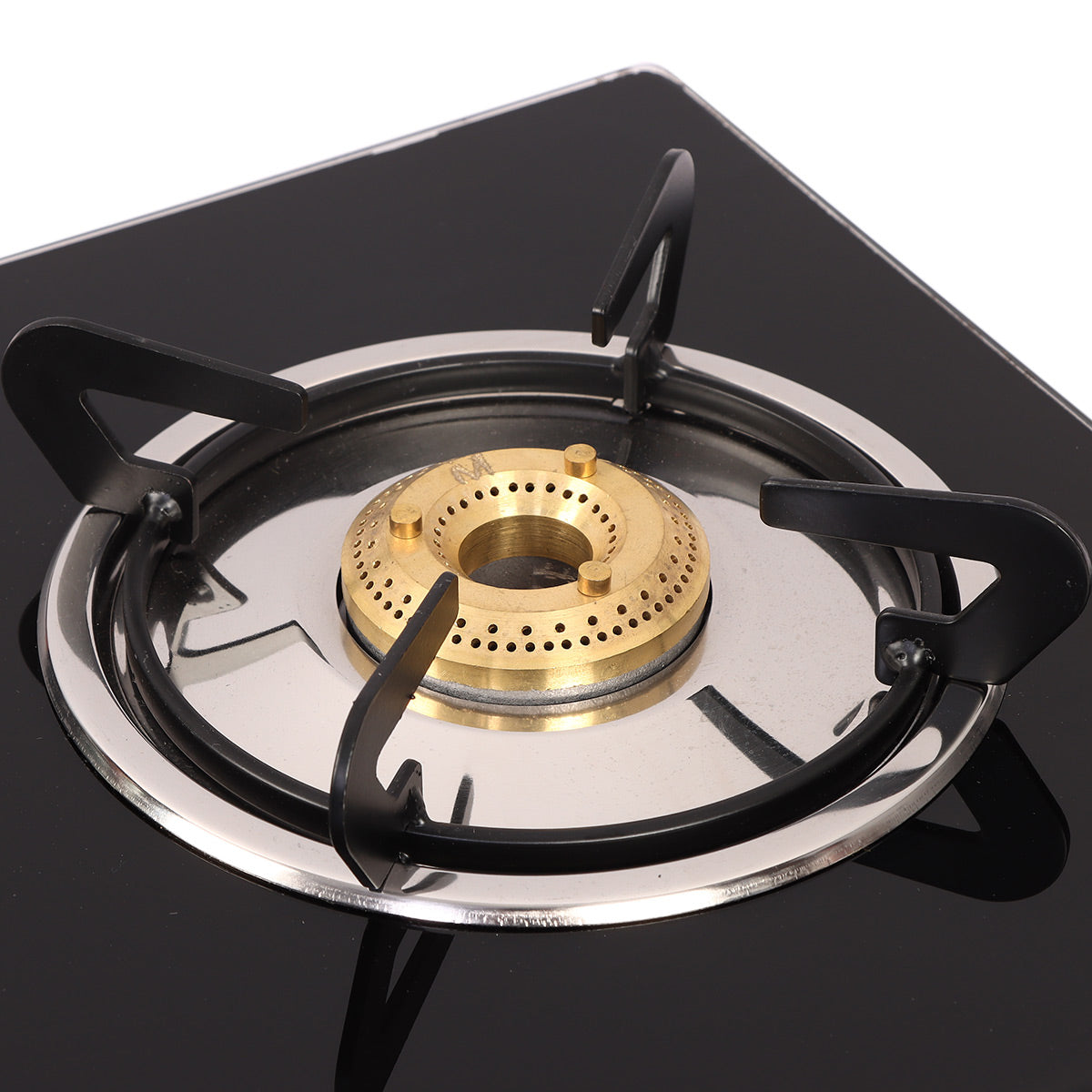 Glory 4 Burner Glass Cooktop, Black 8mm Toughened Glass with 2 Years Warranty, Ergonomic Knobs, Stainless Steel Drip Tray, Manual Ignition Gas Stove