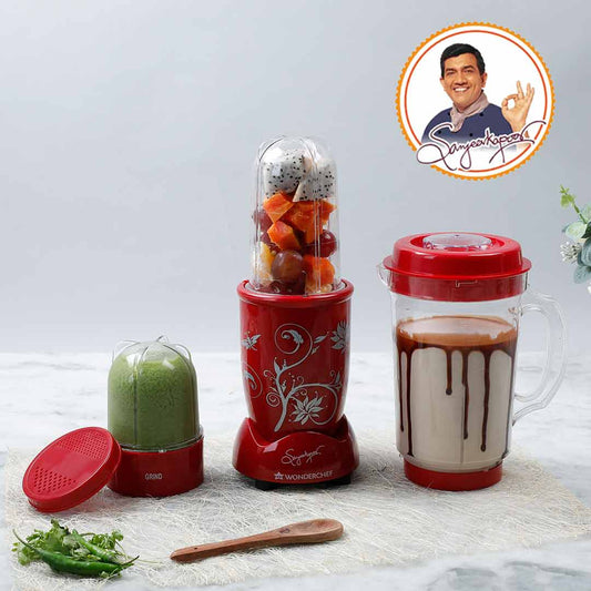 Nutri-blend, 400W, 22000 RPM Mixer-Grinder, Blender, SS Blades, 3 Unbreakable Jars, 2 Years Warranty, Red, Online Recipe Book By Chef Sanjeev Kapoor