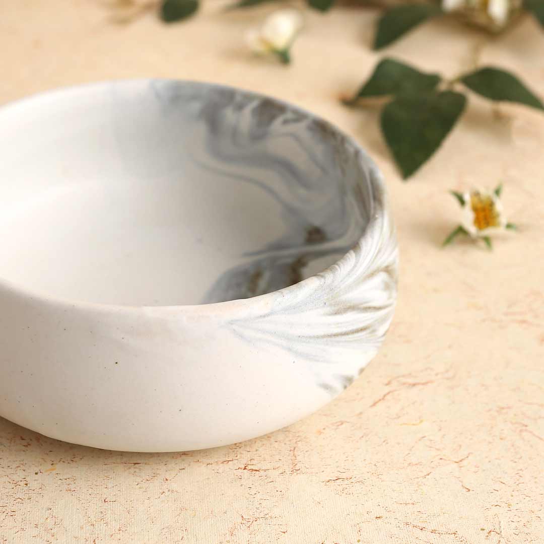 Teramo Stoneware  6” Vegetable Bowl – Marble White