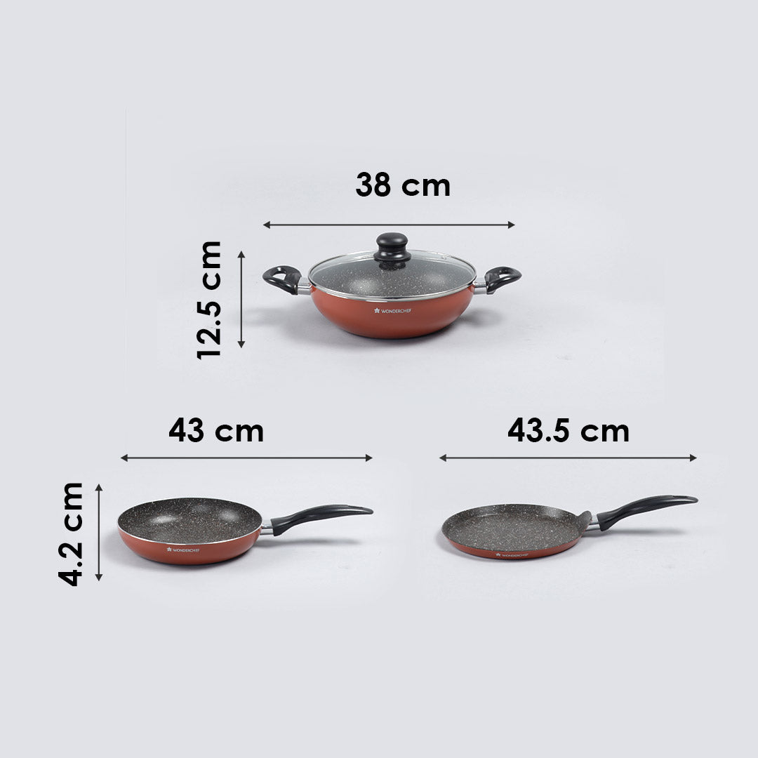 Athena Aluminium Non-stick Cookware Set, 4Pc