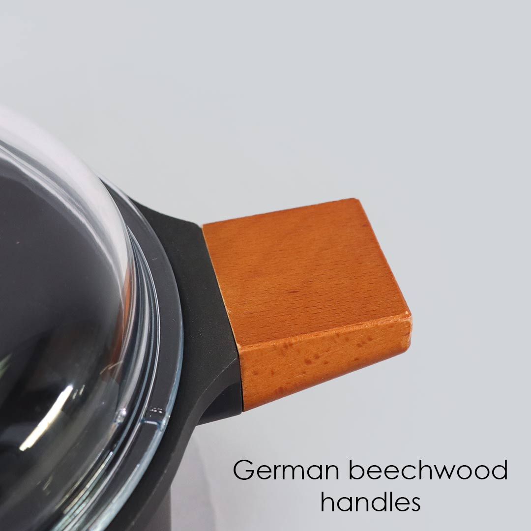 Caesar Non-Stick Casserole with Lid, German Beechwood Handle, Pure Grade Aluminium, Induction Bottom, 5mm, Black,  5 Years Warranty