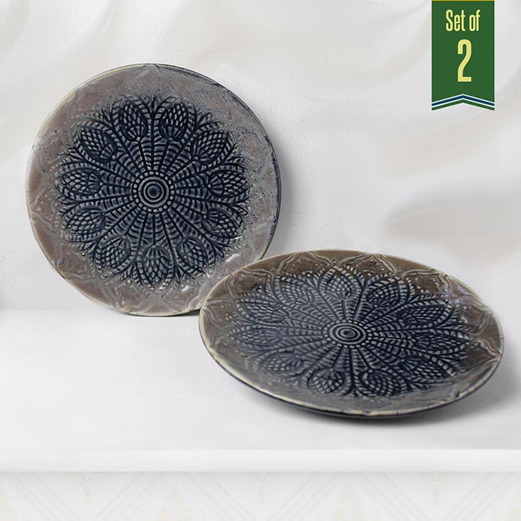 Earth Store Rustic Round Blue Plate  (Set of 2)