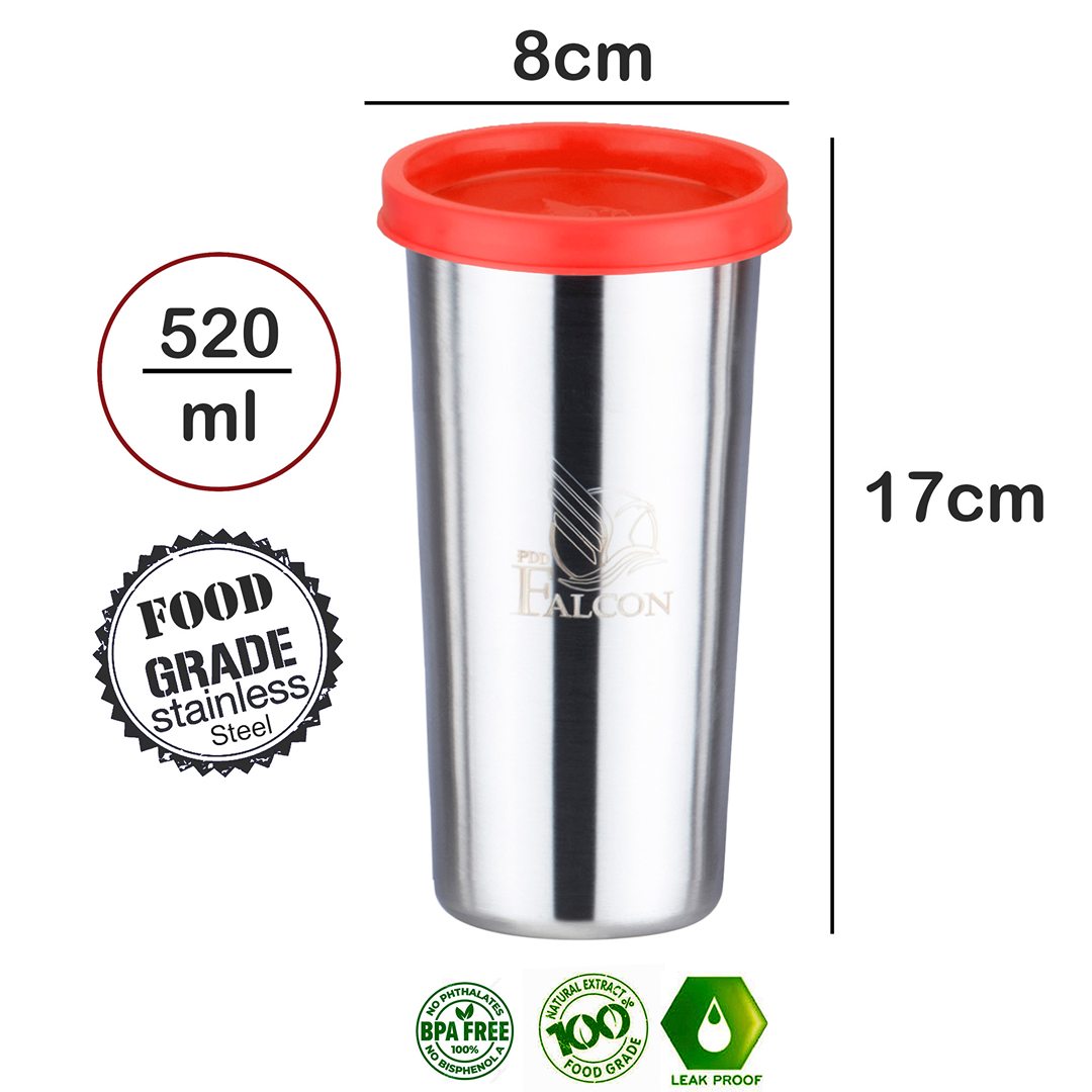 Pdd Falcon Steel Straw Glass 1 Pc Red 520 ML