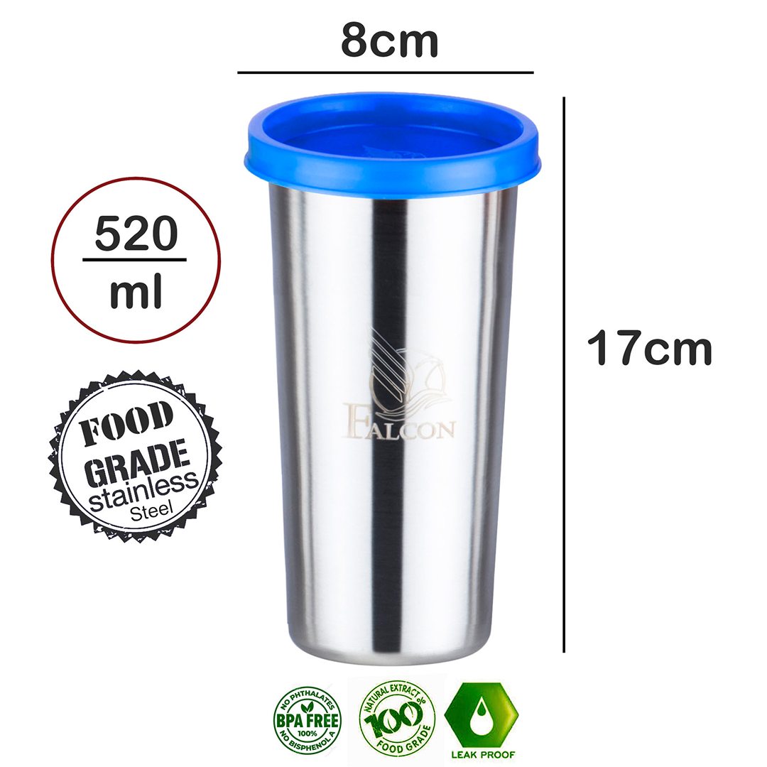 Pdd Falcon Steel Straw Glass 1 Pc Blue 520 ML