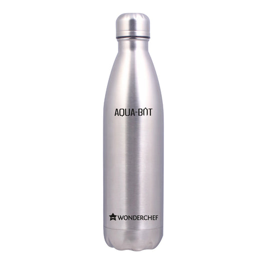 Aqua-Bot, 1000ml, Double Wall Stainless Steel Vacuum Insulated Hot and Cold Flask, Spill & Leak Proof, Silver, 2 Years Warranty