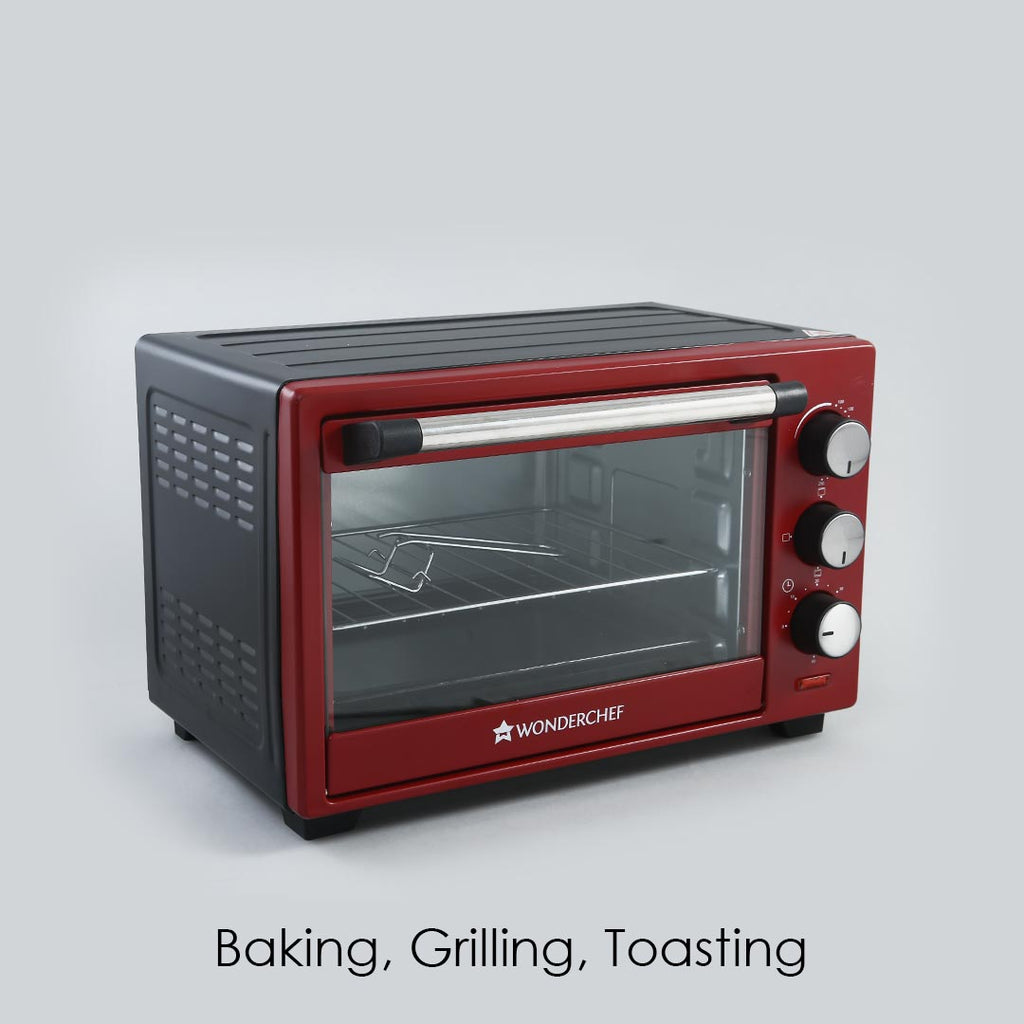 Oven Toaster Griller (OTG) Crimson Edge - 19 Litres - with Auto-shut Off, Heat-resistant Tempered Glass, Multi-stage Heat Selection, 2 Years Warranty, 1280W, Red